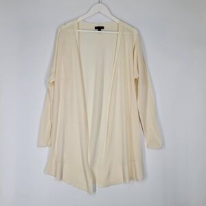 J.Crew Womens Ivory 100% Merino Wool Open Front Longline Cardigan Sweater S